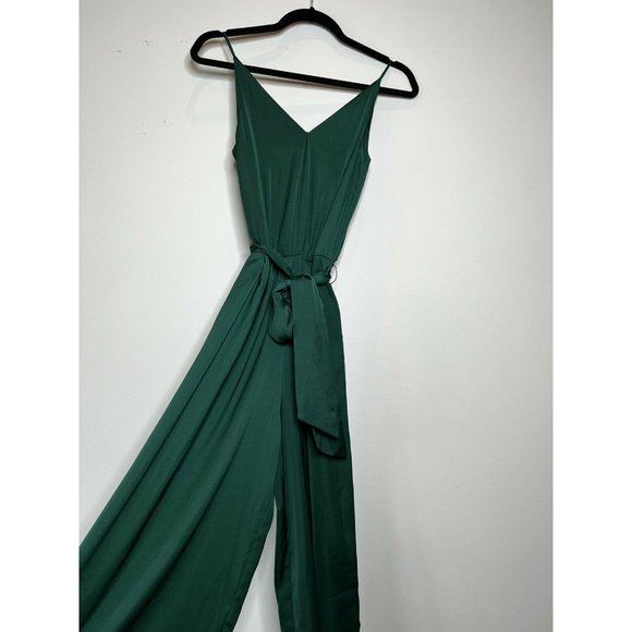 NWT H&M Wide Leg Crop Jumpsuit Emerald Green Belt Zip Up Size US 0 EU32 - Picture 3 of 12